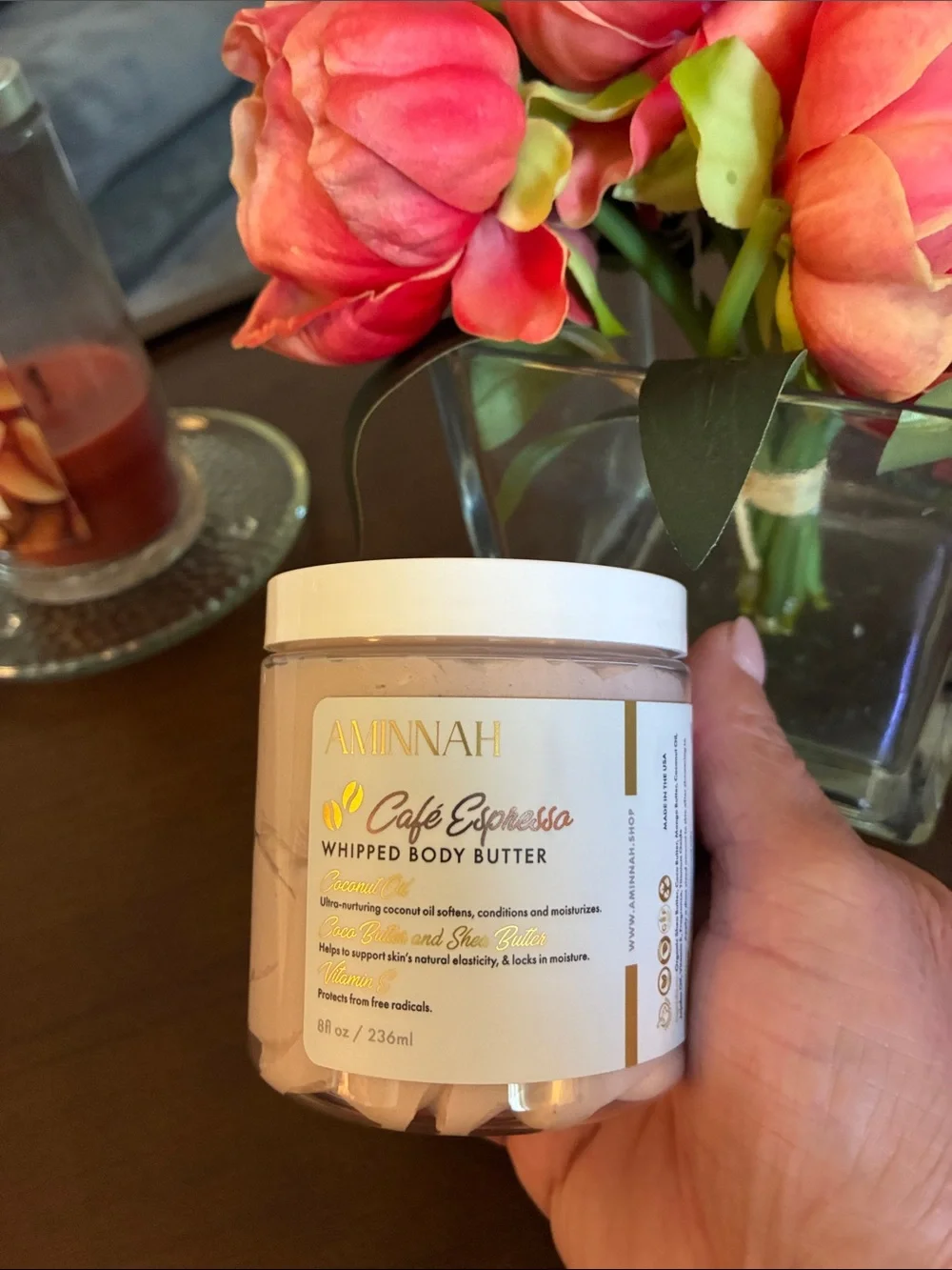 Aminnah Café Espresso Whipped Body Butter - Cream Pink